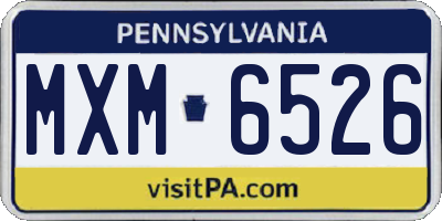 PA license plate MXM6526