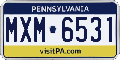 PA license plate MXM6531