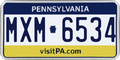 PA license plate MXM6534