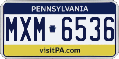 PA license plate MXM6536