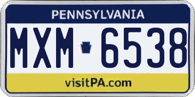PA license plate MXM6538