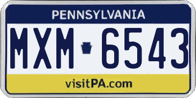 PA license plate MXM6543
