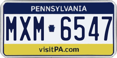 PA license plate MXM6547