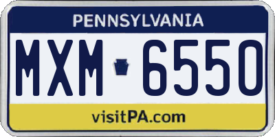 PA license plate MXM6550