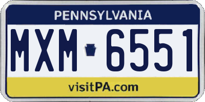 PA license plate MXM6551
