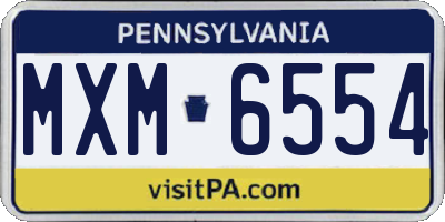 PA license plate MXM6554