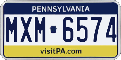 PA license plate MXM6574