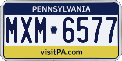 PA license plate MXM6577