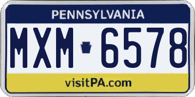 PA license plate MXM6578