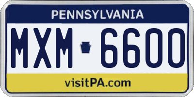 PA license plate MXM6600