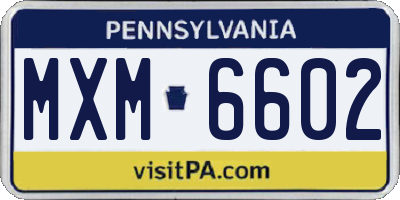 PA license plate MXM6602