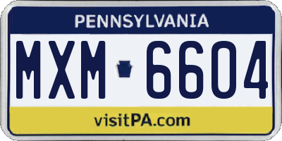 PA license plate MXM6604