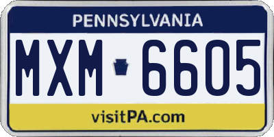 PA license plate MXM6605