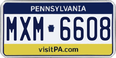 PA license plate MXM6608