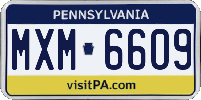 PA license plate MXM6609