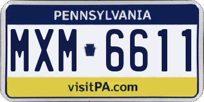 PA license plate MXM6611