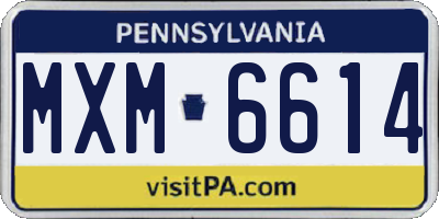 PA license plate MXM6614