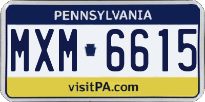 PA license plate MXM6615