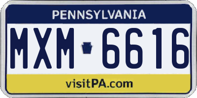 PA license plate MXM6616