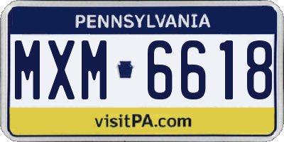 PA license plate MXM6618