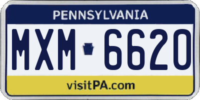 PA license plate MXM6620