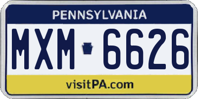 PA license plate MXM6626