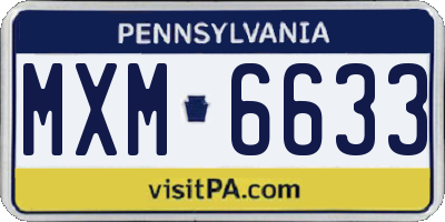 PA license plate MXM6633