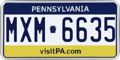 PA license plate MXM6635