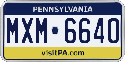 PA license plate MXM6640