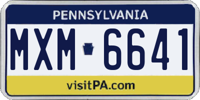 PA license plate MXM6641