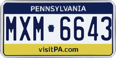 PA license plate MXM6643