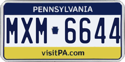 PA license plate MXM6644