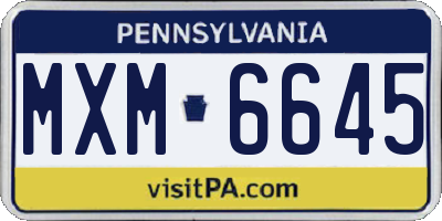 PA license plate MXM6645