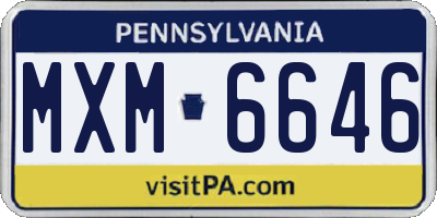 PA license plate MXM6646