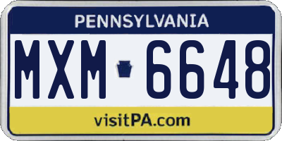 PA license plate MXM6648