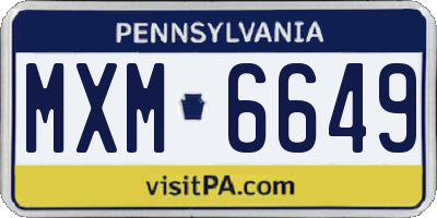 PA license plate MXM6649