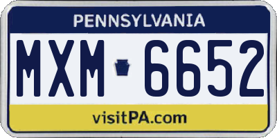 PA license plate MXM6652