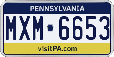 PA license plate MXM6653
