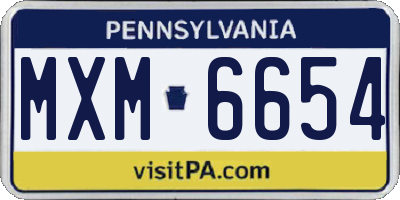 PA license plate MXM6654