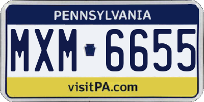 PA license plate MXM6655