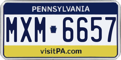 PA license plate MXM6657
