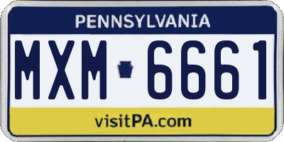 PA license plate MXM6661