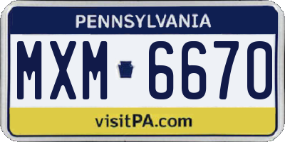 PA license plate MXM6670