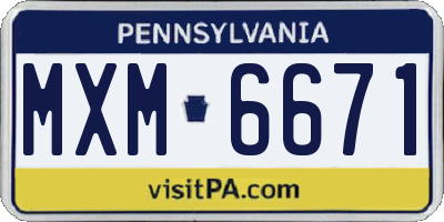 PA license plate MXM6671