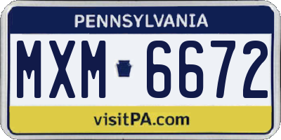 PA license plate MXM6672