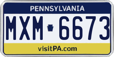 PA license plate MXM6673