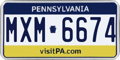 PA license plate MXM6674