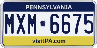 PA license plate MXM6675