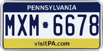 PA license plate MXM6678
