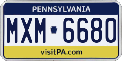 PA license plate MXM6680